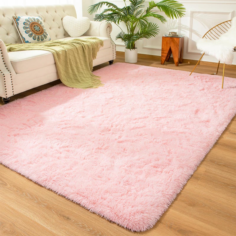 Andecor Soft Fluffy Bedroom Rugs, 5 x 8 Feet Indoor Shaggy Plush Area Rug for Boys Girls Kids Baby College Dorm Living Room Home Decor Floor Carpet, Pink - Image 1